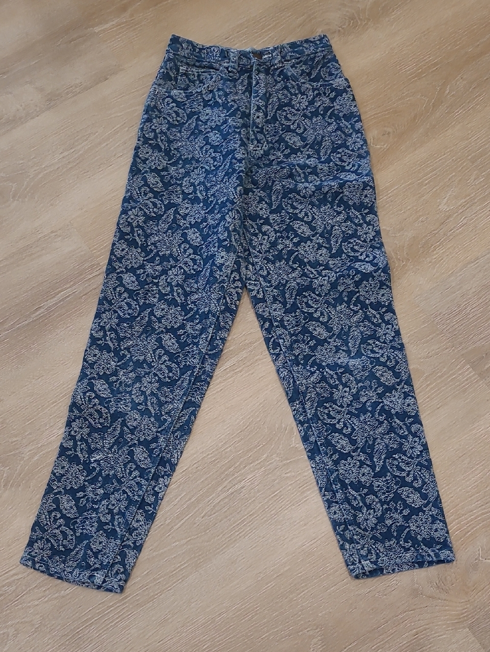 SANTANA Blue Floral Print High-Waist Jeans